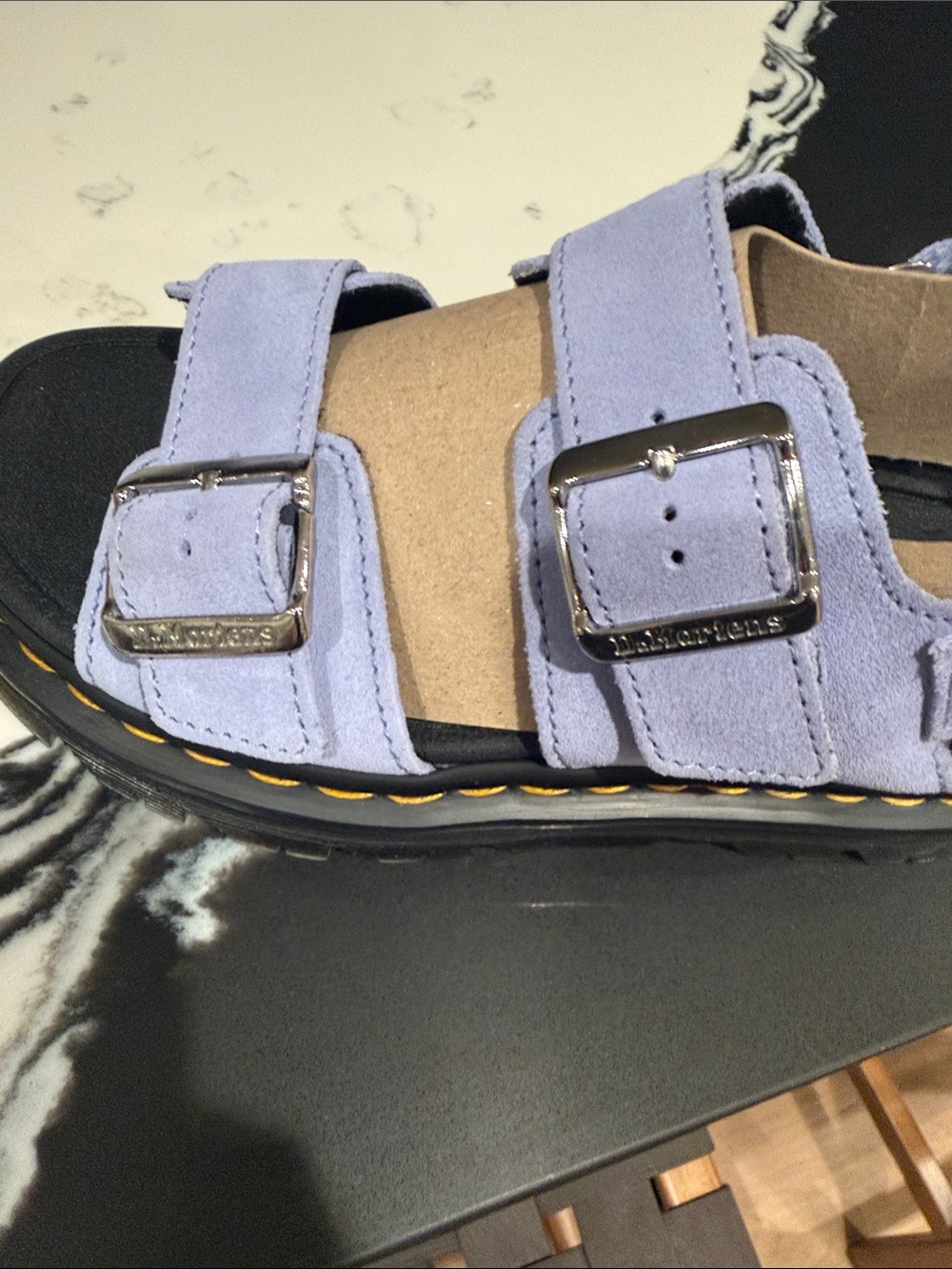 Dr. Martens Cornflower Blue Zebzag Sandal - Double Buckle - Picture 6 of 8